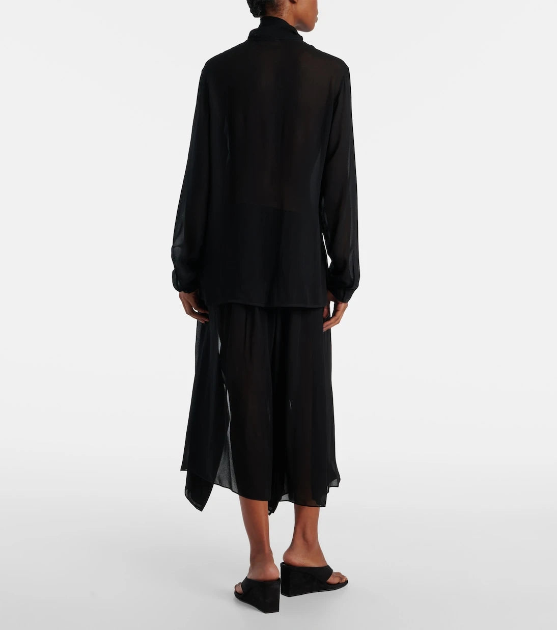 Alaïa - Bağlamalı yakalı jorjet bluz
