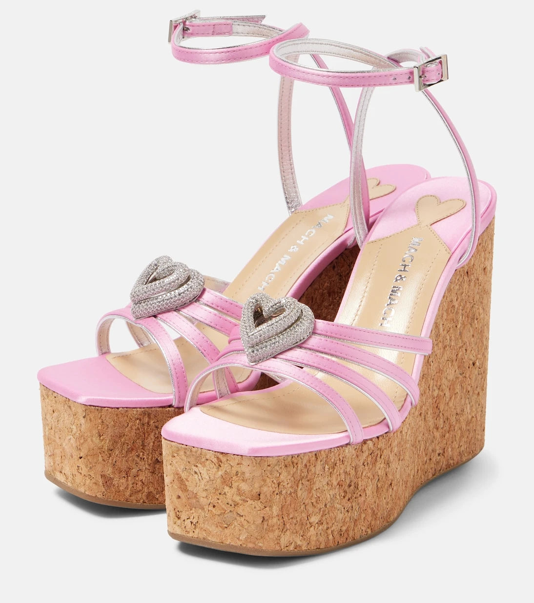Mach & Mach - Double Heart satin sandals