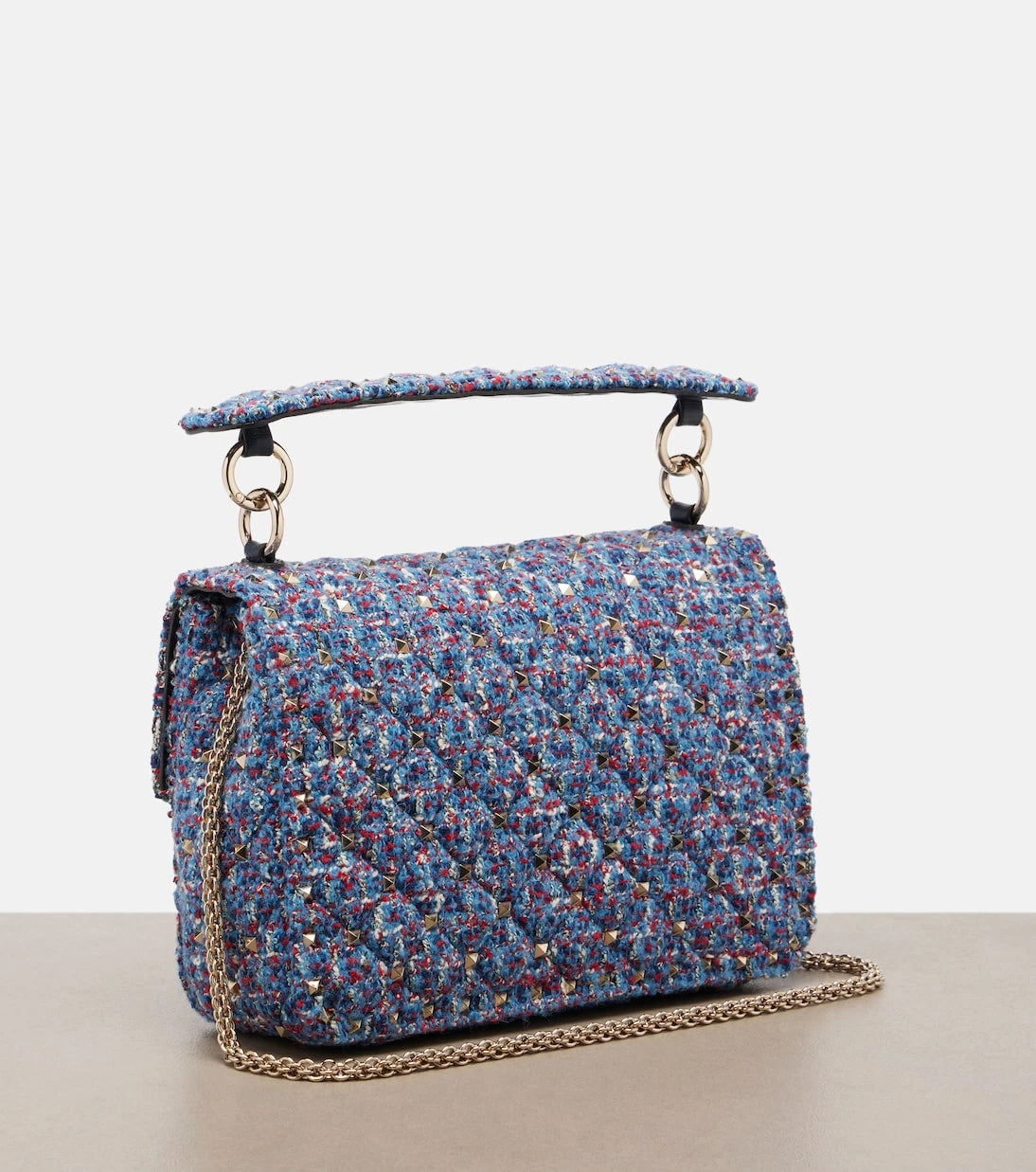 Valentino Garavani - Rockstud Spike Medium tweed top-handle bag