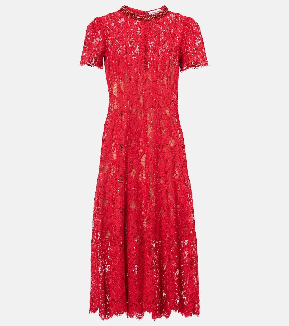 Self-Portrait - Embellished fishnet midi dress