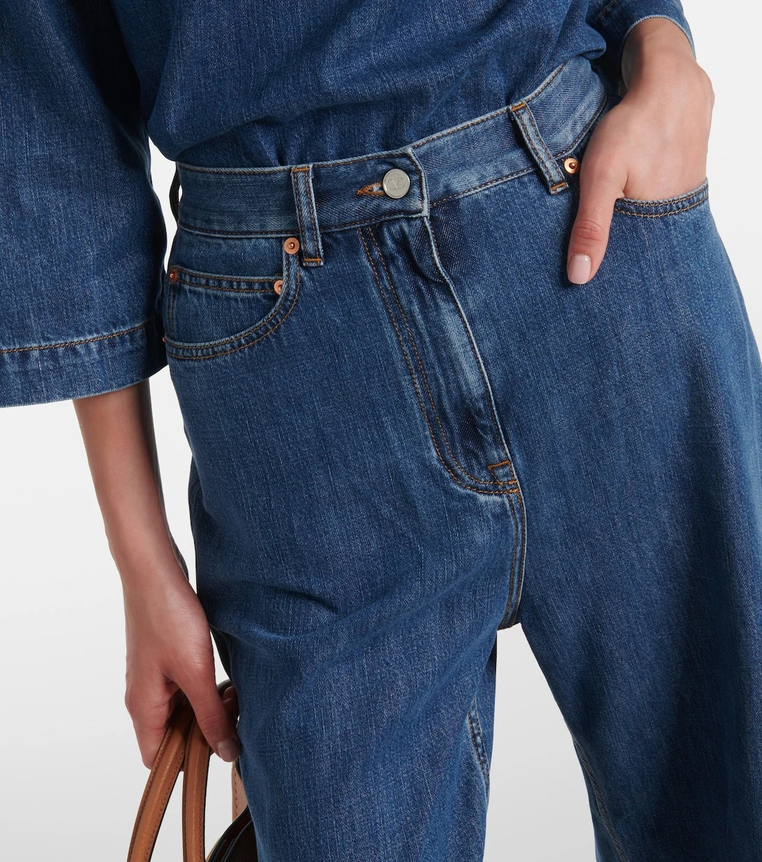 Valentino - High-rise wide-leg jeans