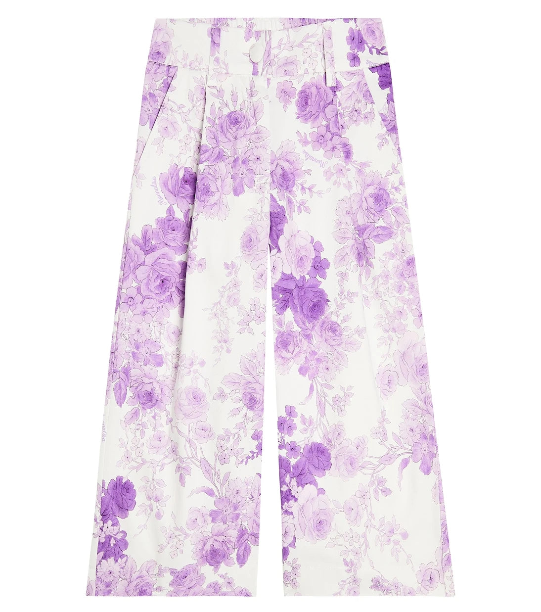 Monnalisa - Floral cotton wide-leg pants
