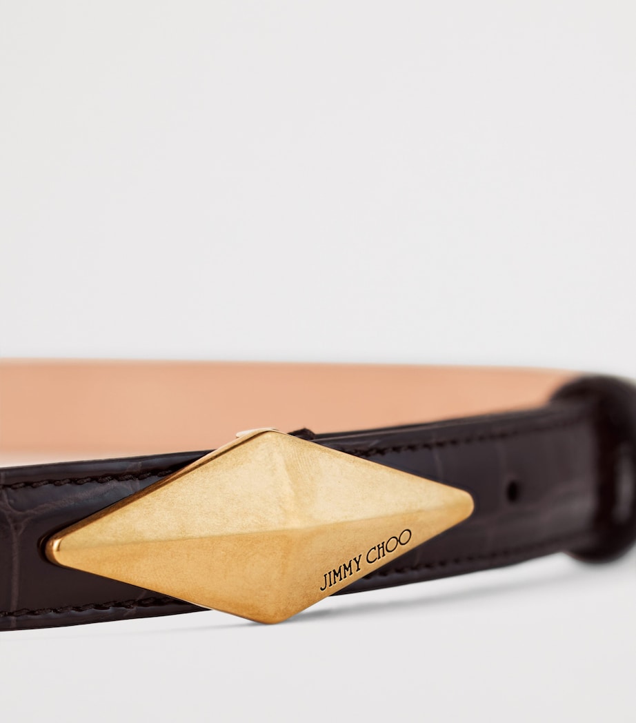 Brown Leather Diamond Clasp Belt