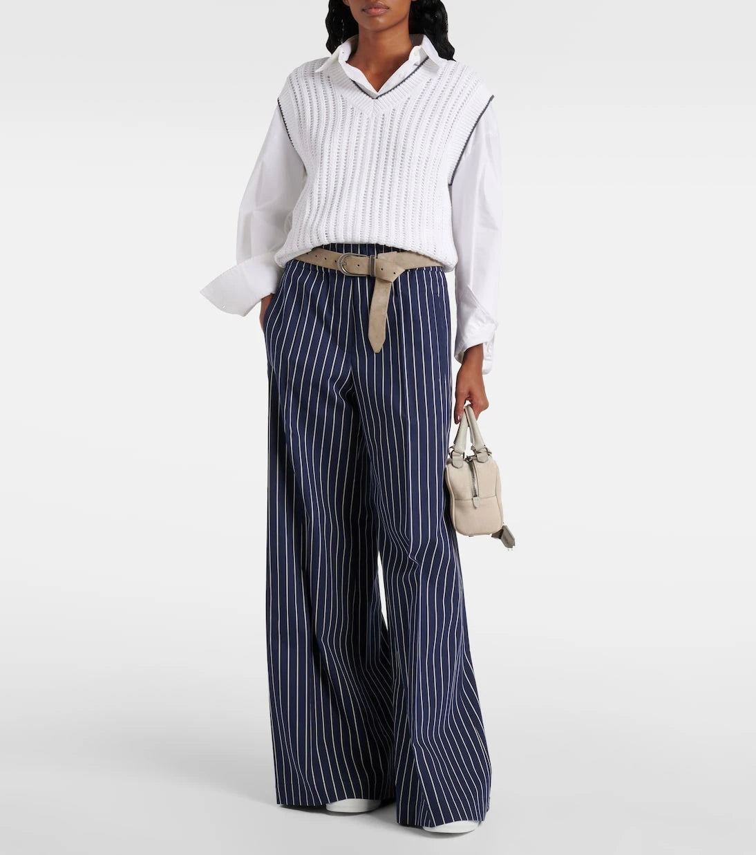 Brunello Cucinelli - Cotton and silk wide-leg pants