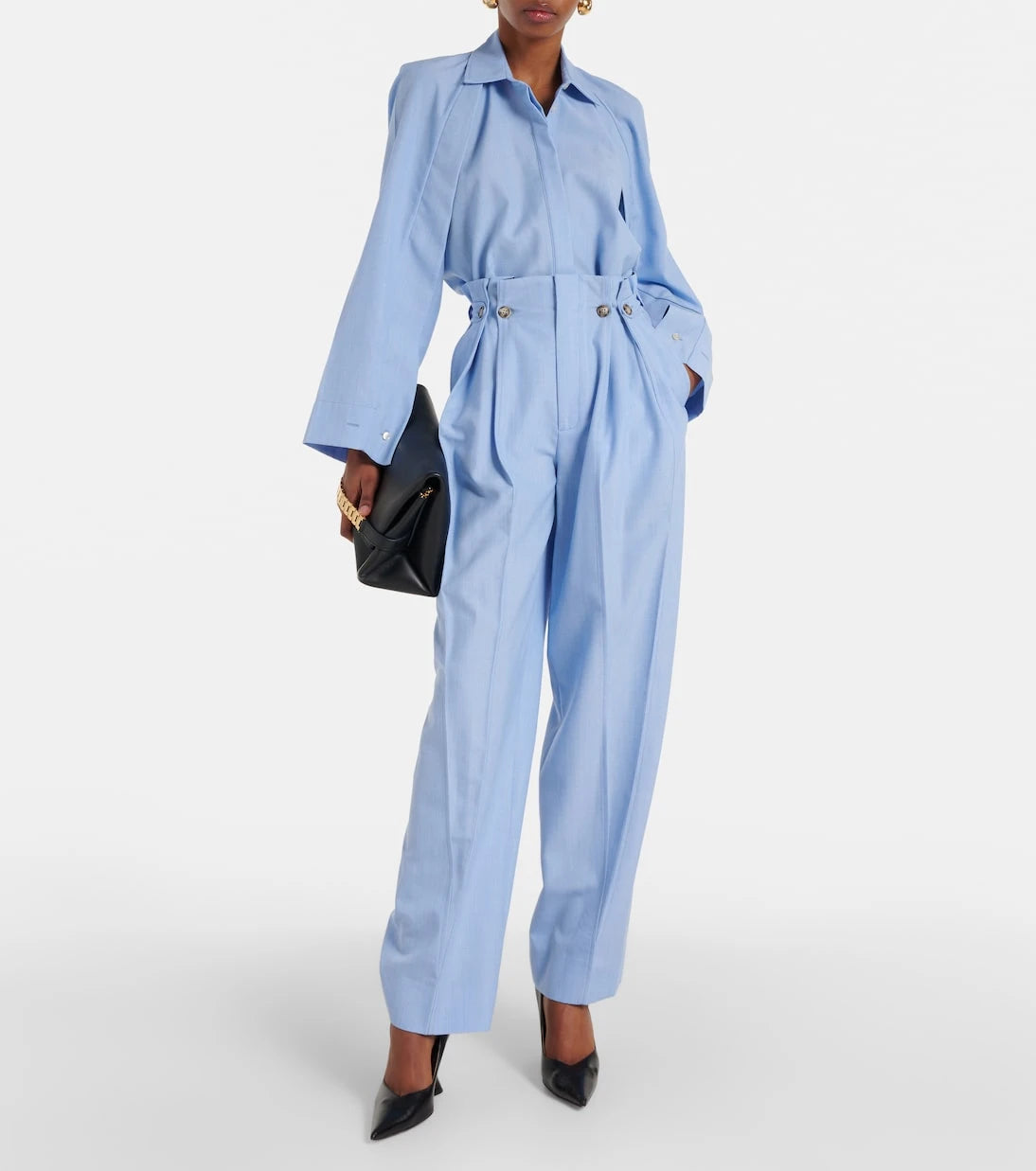 Victoria Beckham - Gathered virgin wool tapered pants