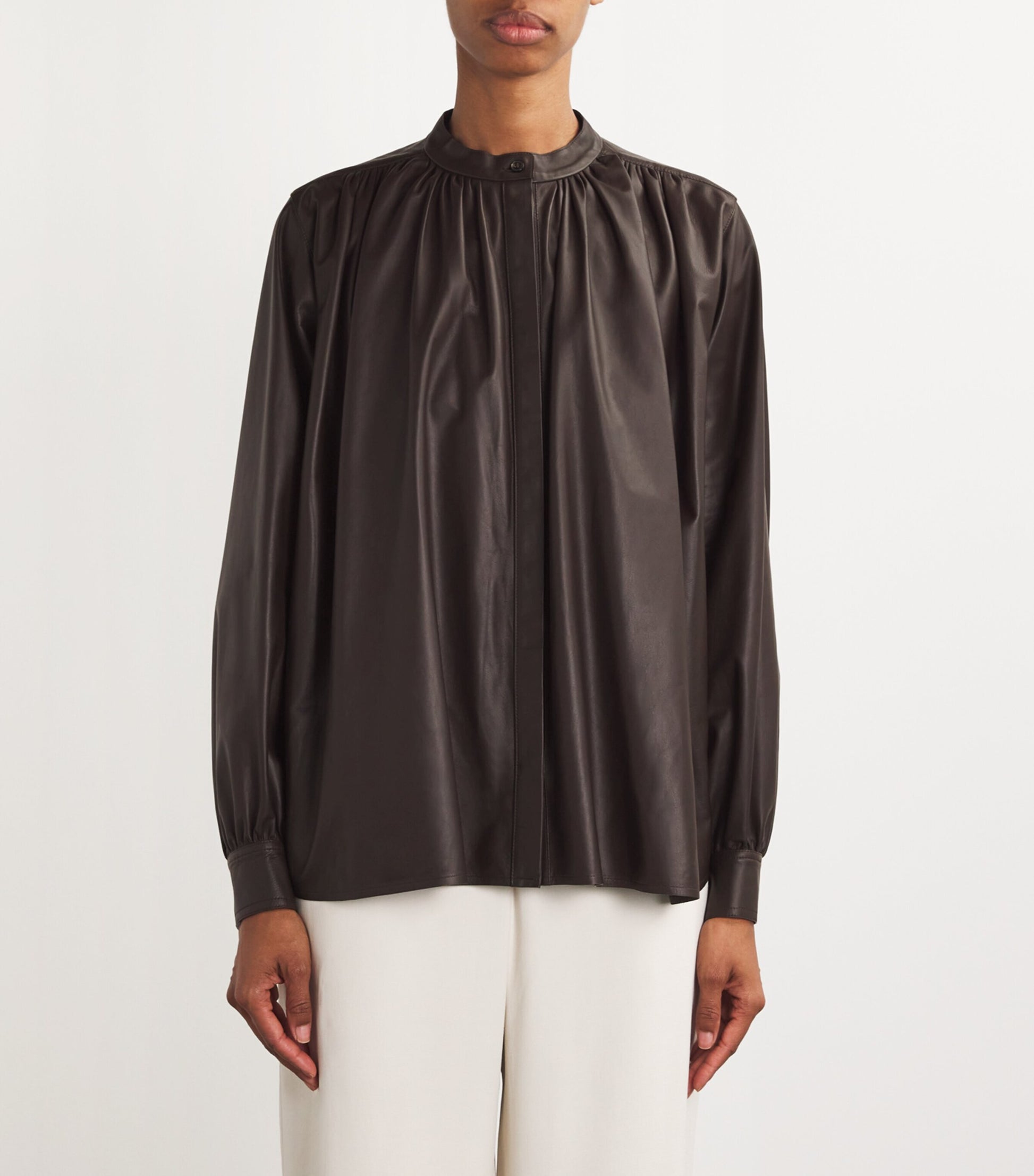 Yves Salomon Beige Leather Blouse