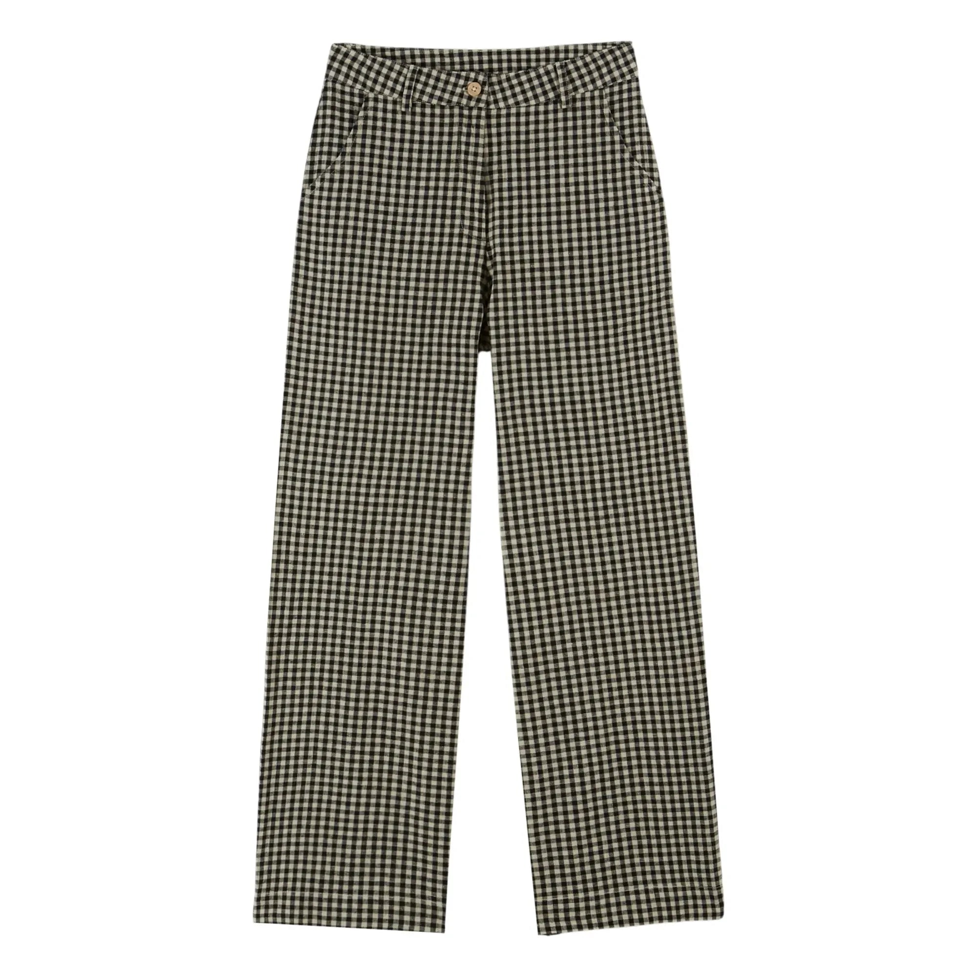 Emile et Ida - Cotton Gingham Trousers | Black