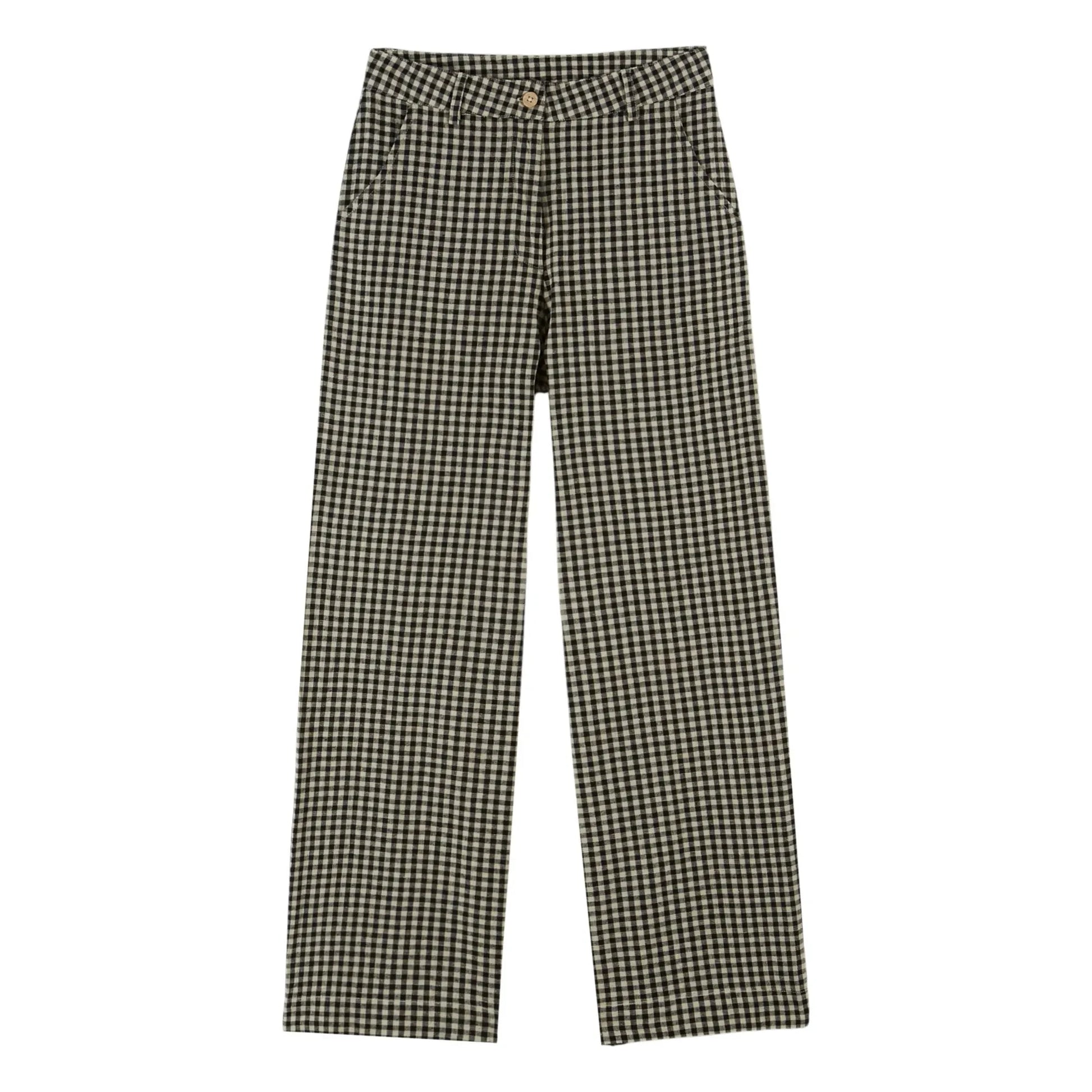 Emile et Ida - Cotton Gingham Trousers | Black