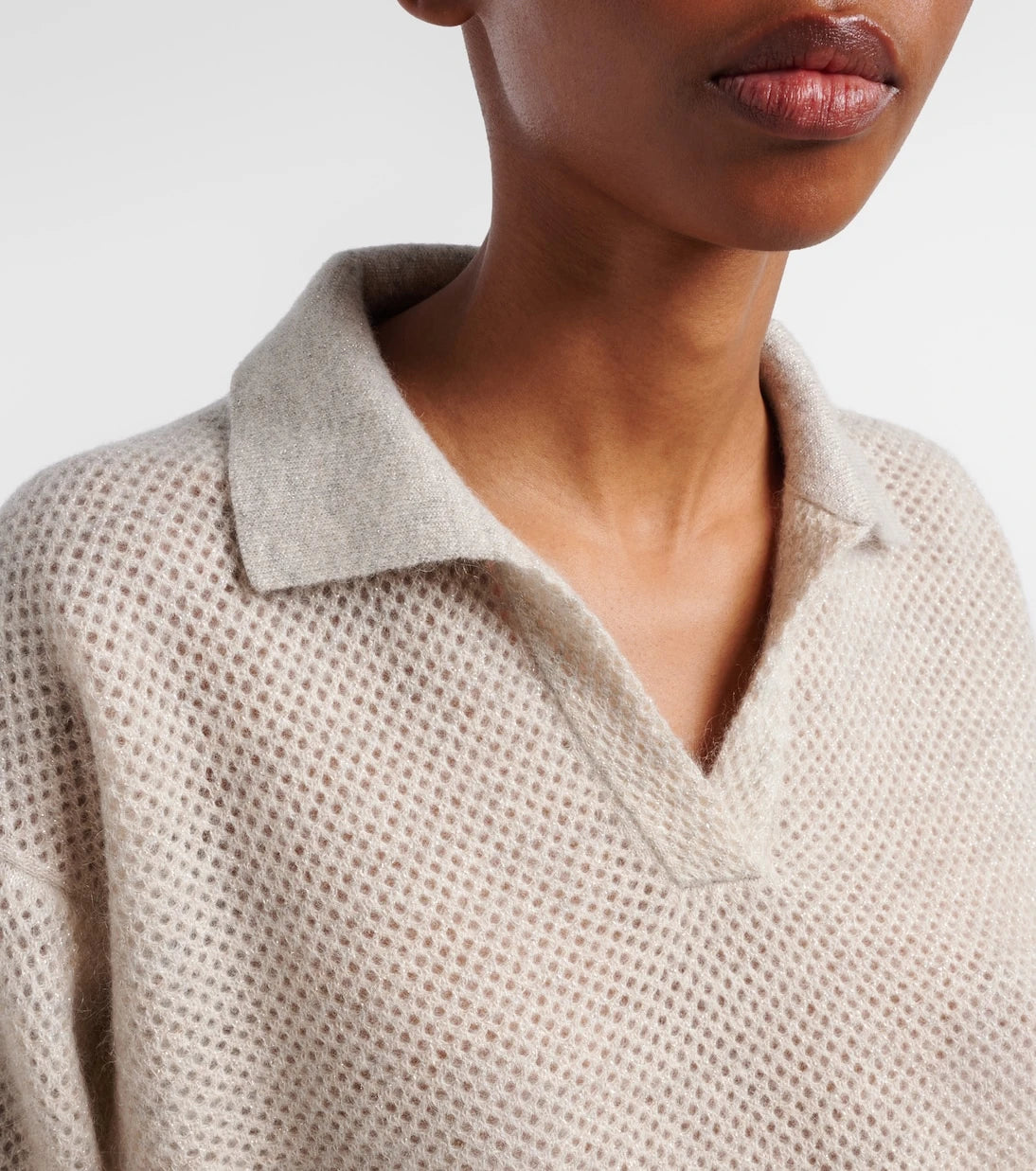 Brunello Cucinelli - Open-knit polo sweater