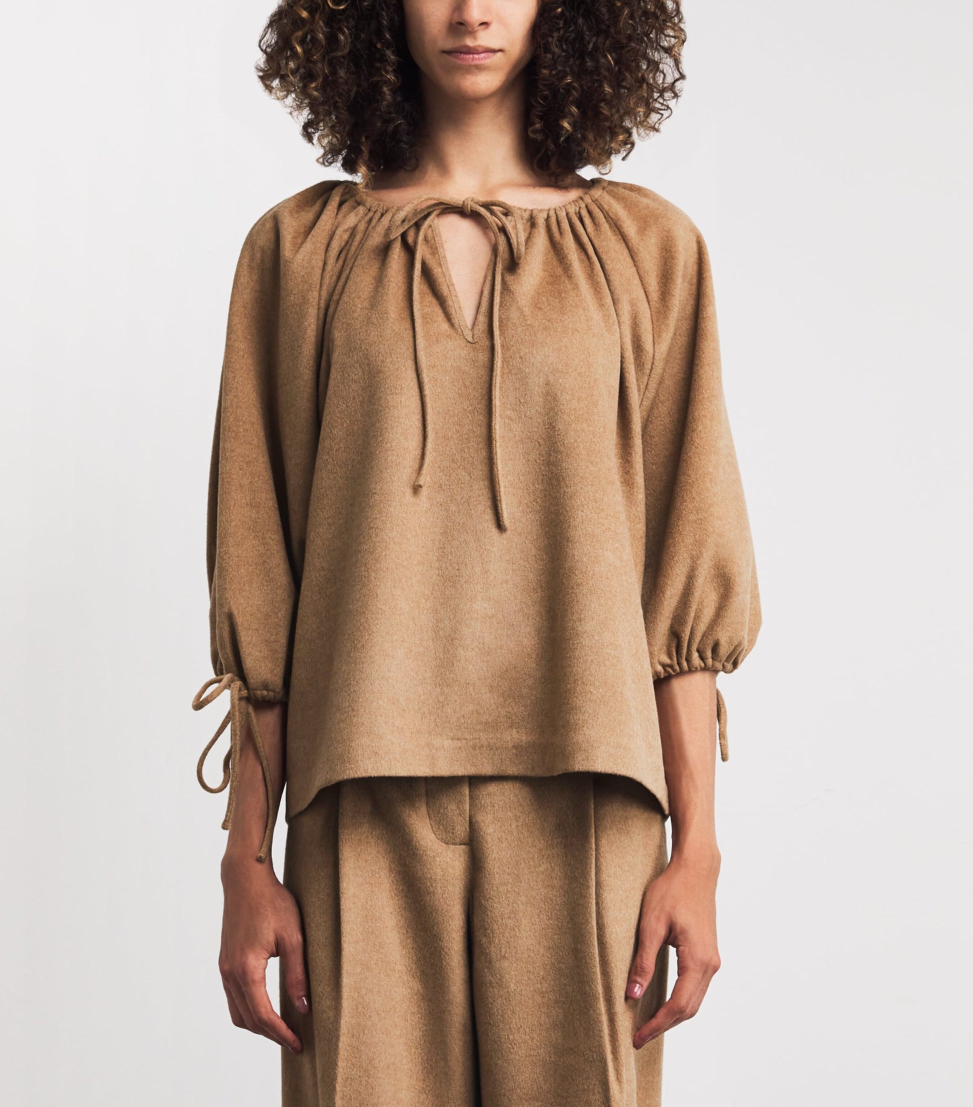 Beige Wool-Silk-Cashmere Lilyrose Blouse