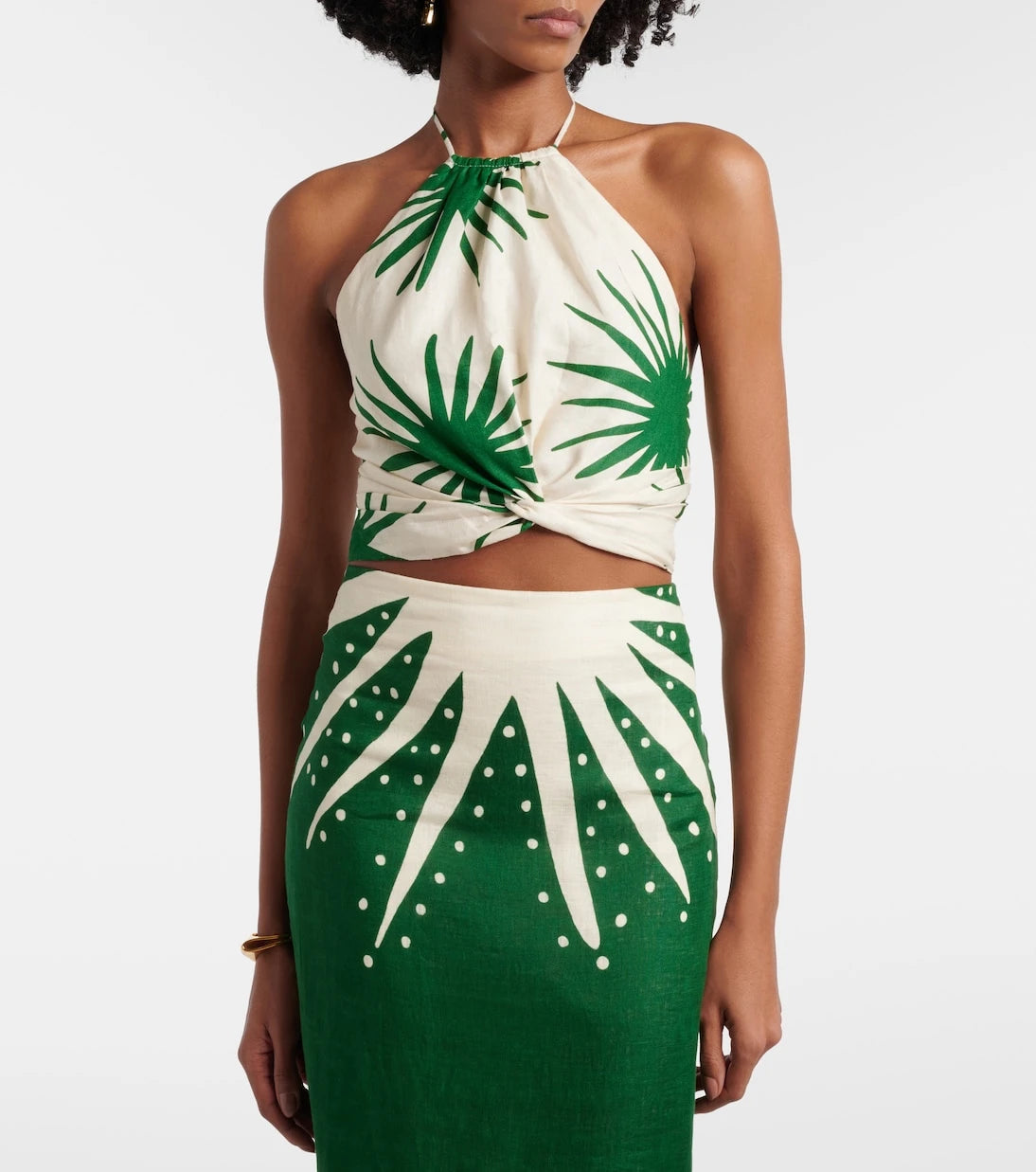 Cala de la Cruz - Lodi printed halterneck linen crop top