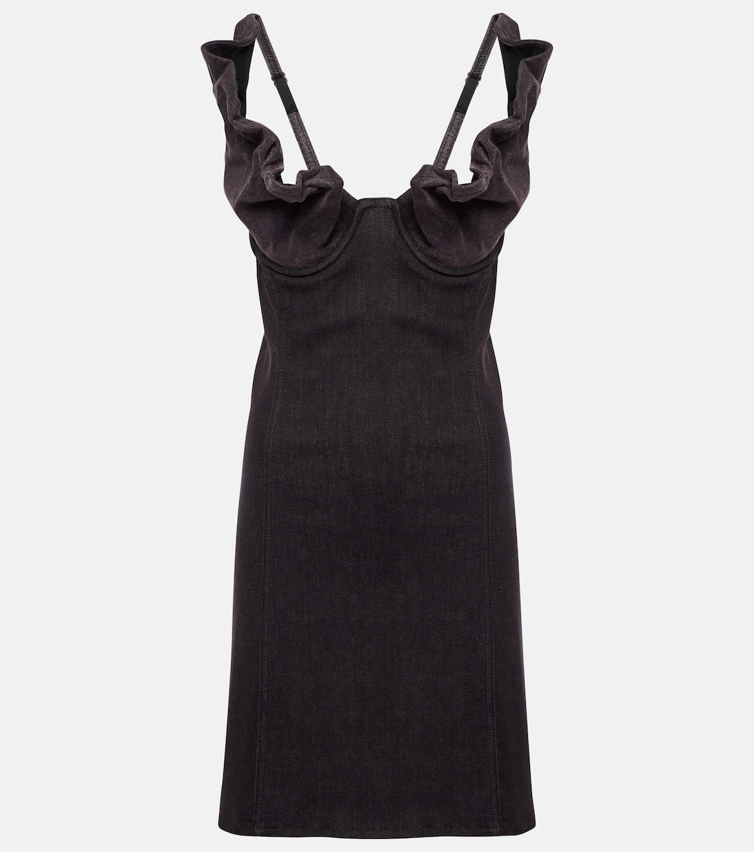 Y/Project - Ruffled denim minidress