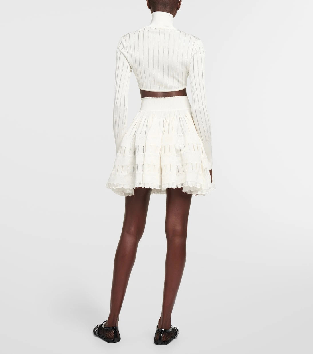 Alaïa - Ribbed-knit cropped cardigan