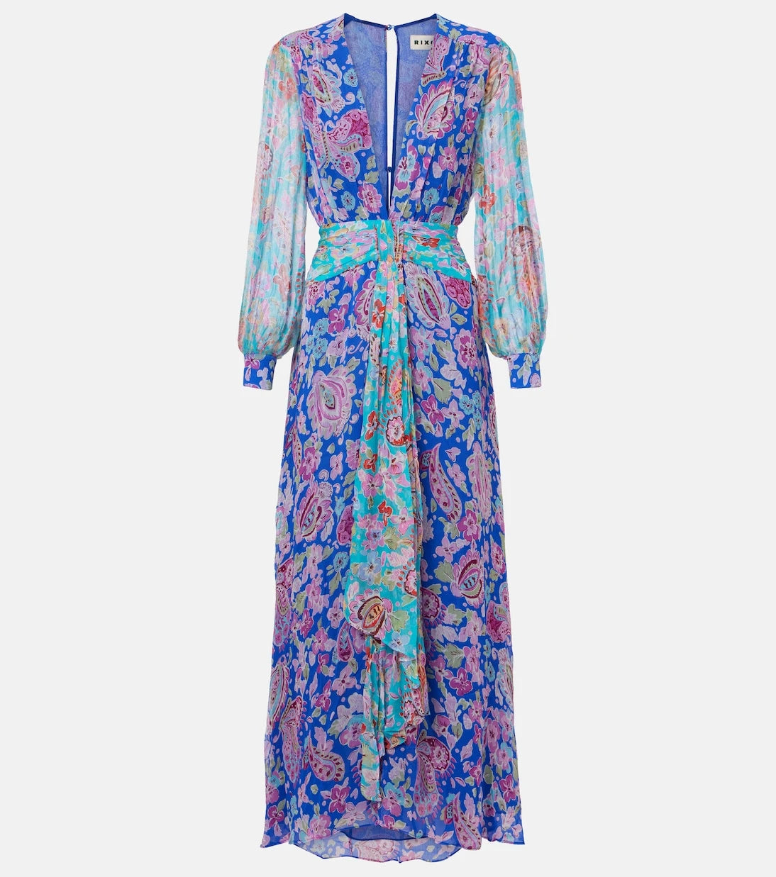 Rixo - Meera floral gathered chiffon maxi dress