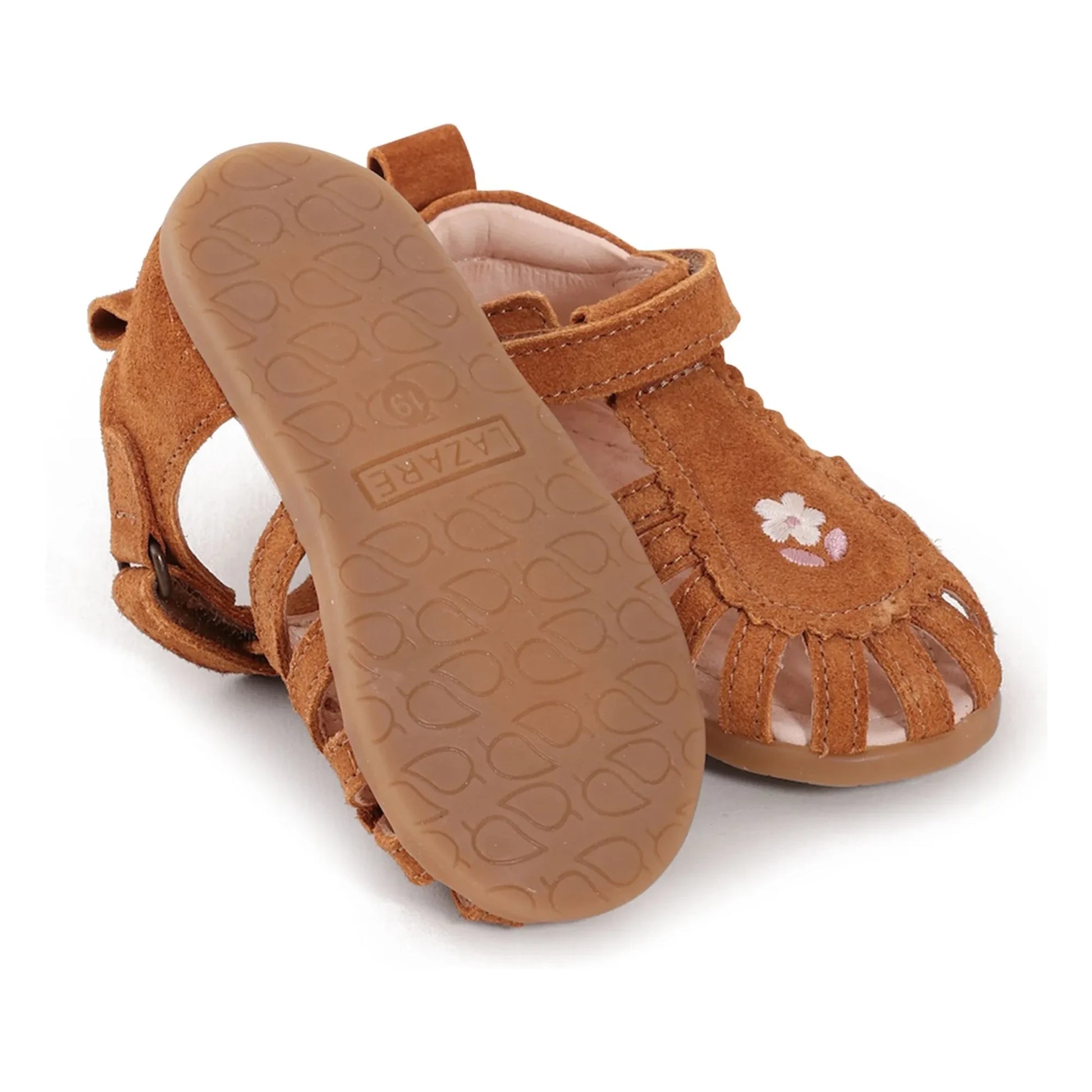 Lazare - Colette Flower Embroidered Sandals | Camel