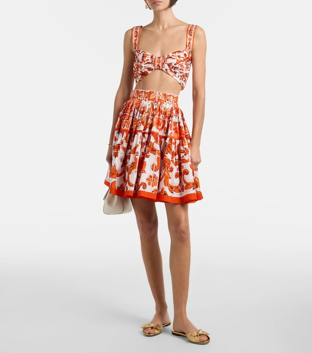 Dolce&Gabbana - Majolica cotton poplin crop top