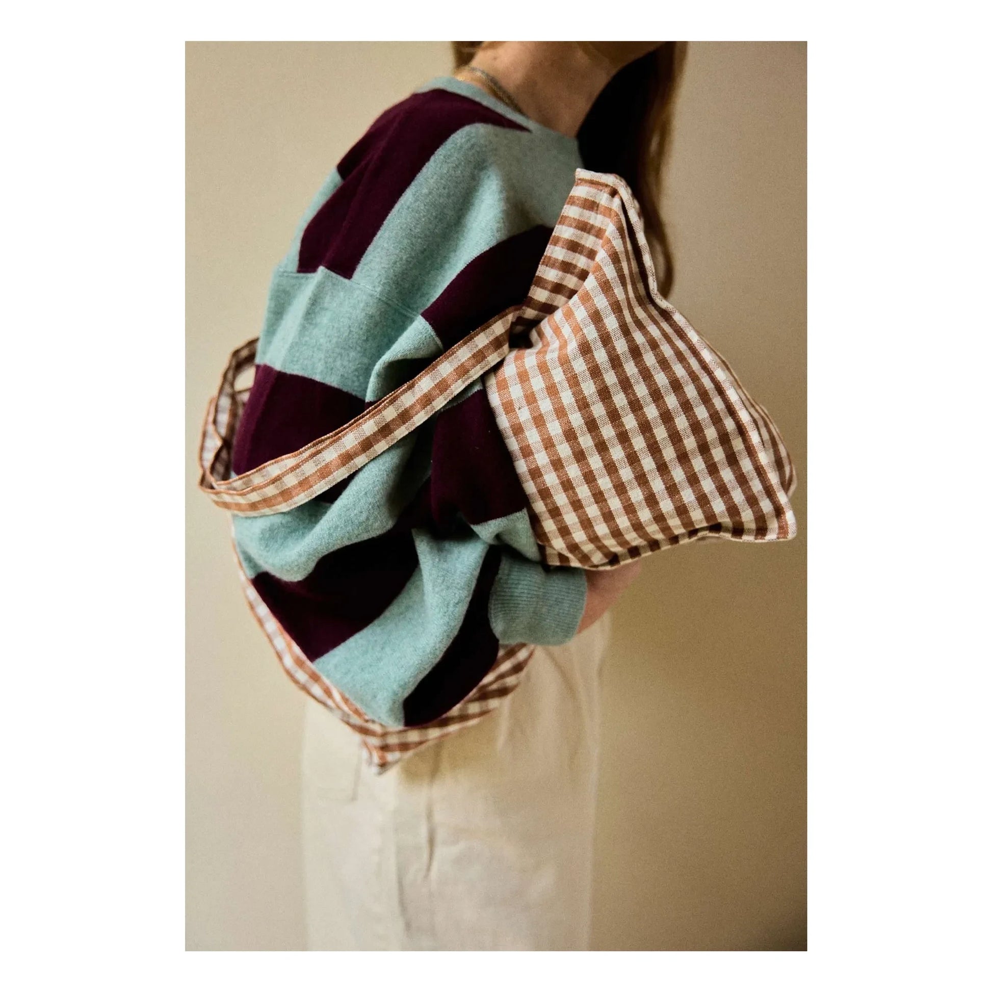 Gabrielle Paris - Moka gingham weekend bag  | Mocha