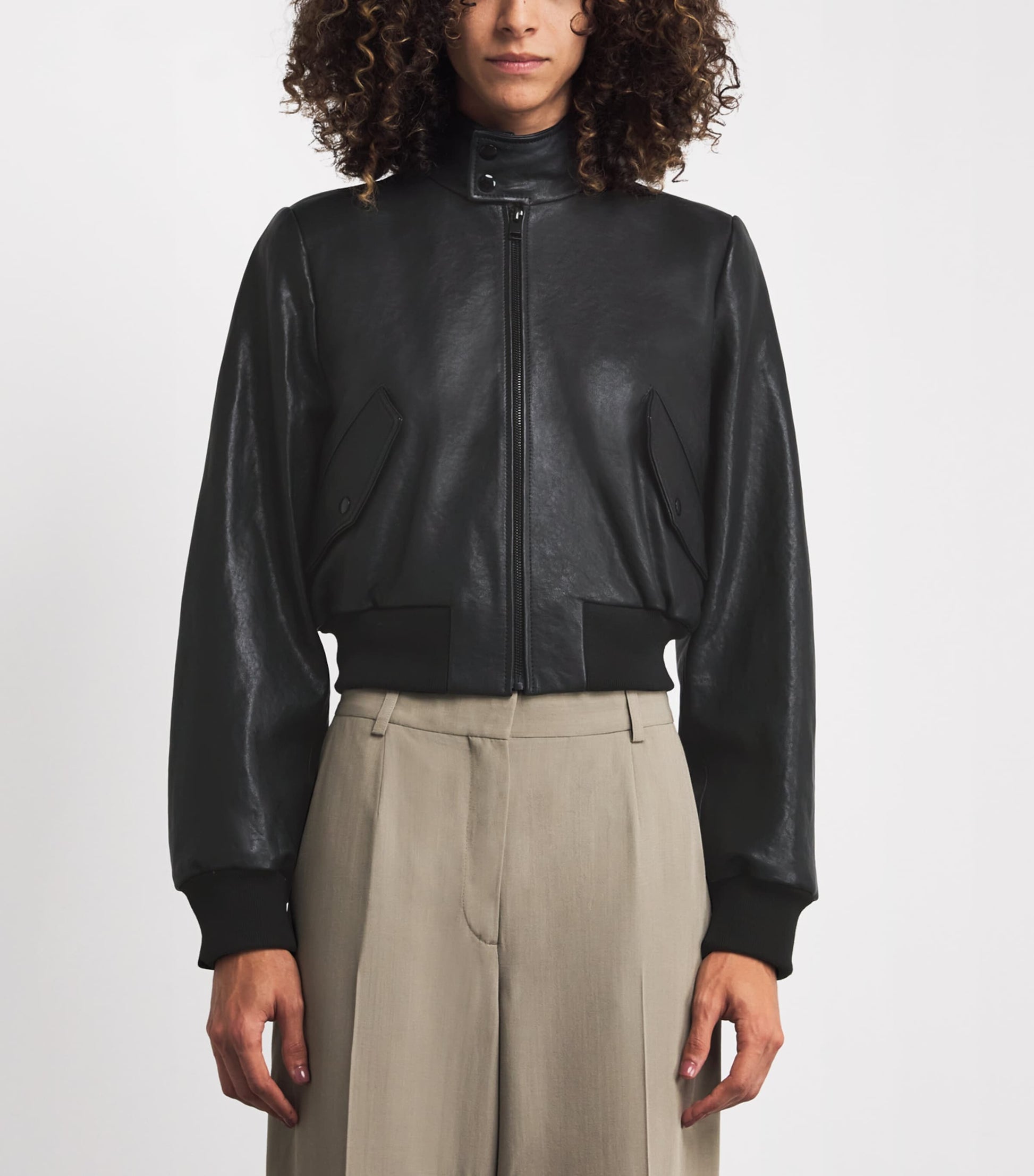 Black The Leather Harrington Bomber Jacket