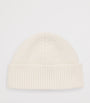 AMI Paris Beige Merino Wool Logo Beanie