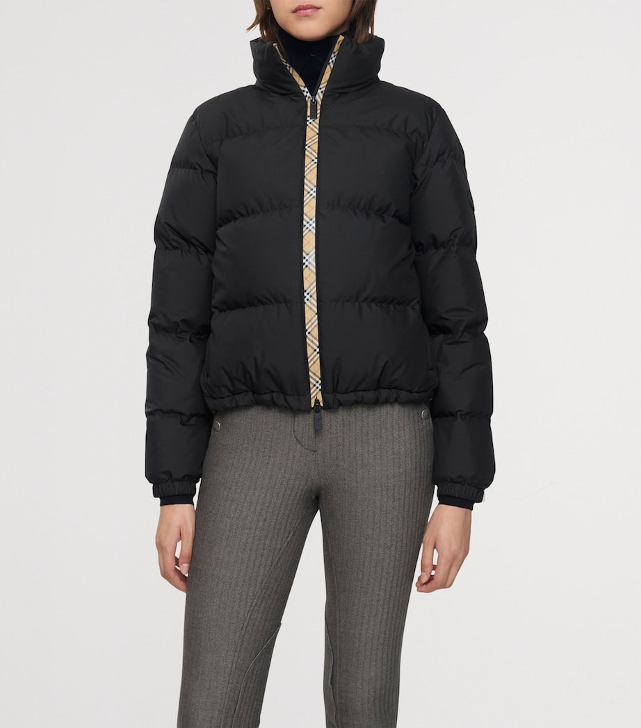 Burberry Black Checker-Tape Ambleside Puffer Jacket