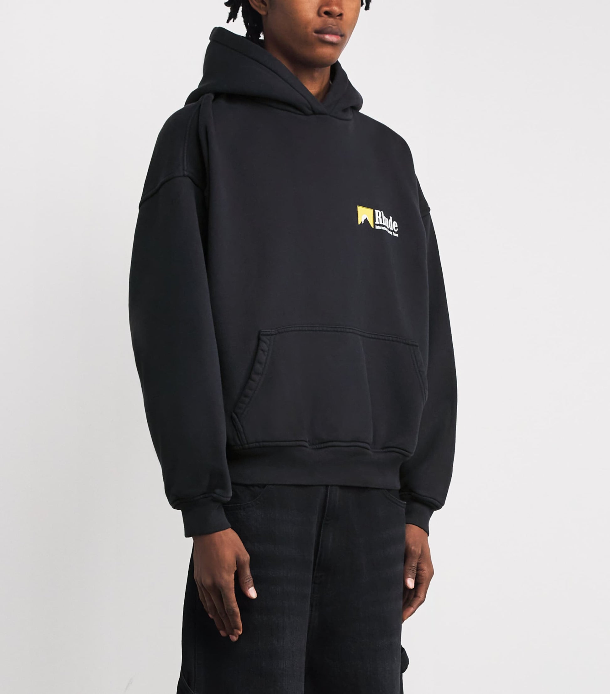 Black Cotton Rhude International Racing Hoodie