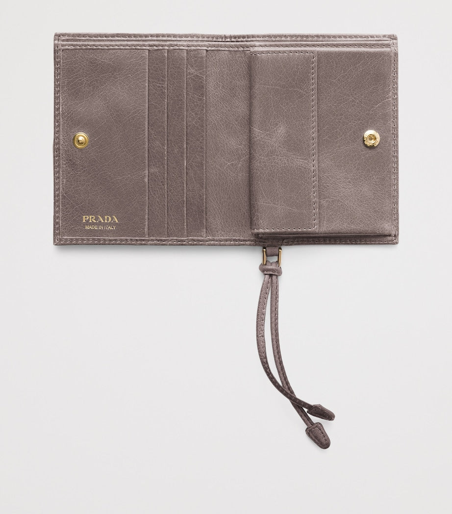 Grey Small Leather Bifold Wallet