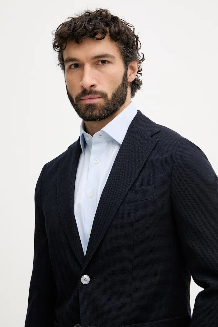 BOSS tek düğmeli erkek yün blazer Hutson