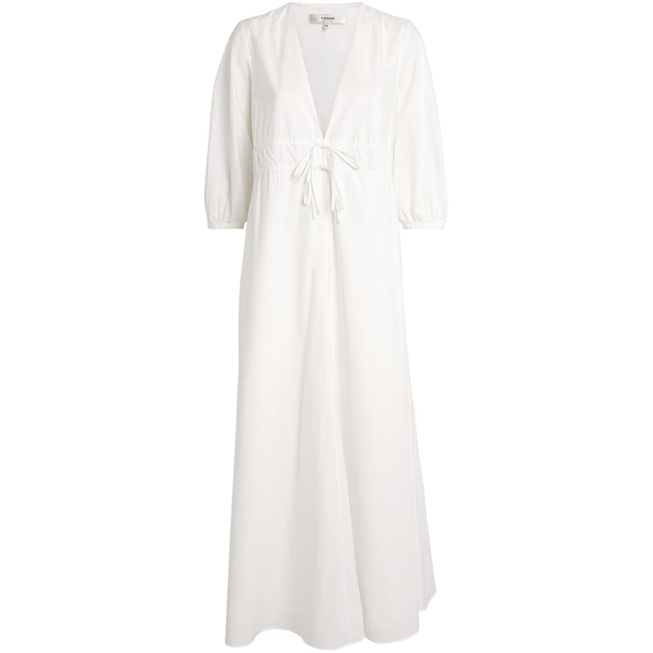 FRAME White Organic Cotton The Cinched Midi Dress