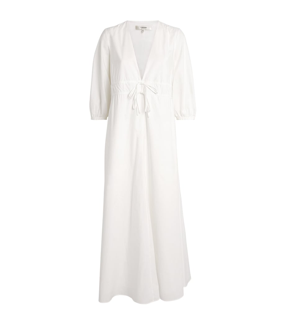 FRAME White Organic Cotton The Cinched Midi Dress