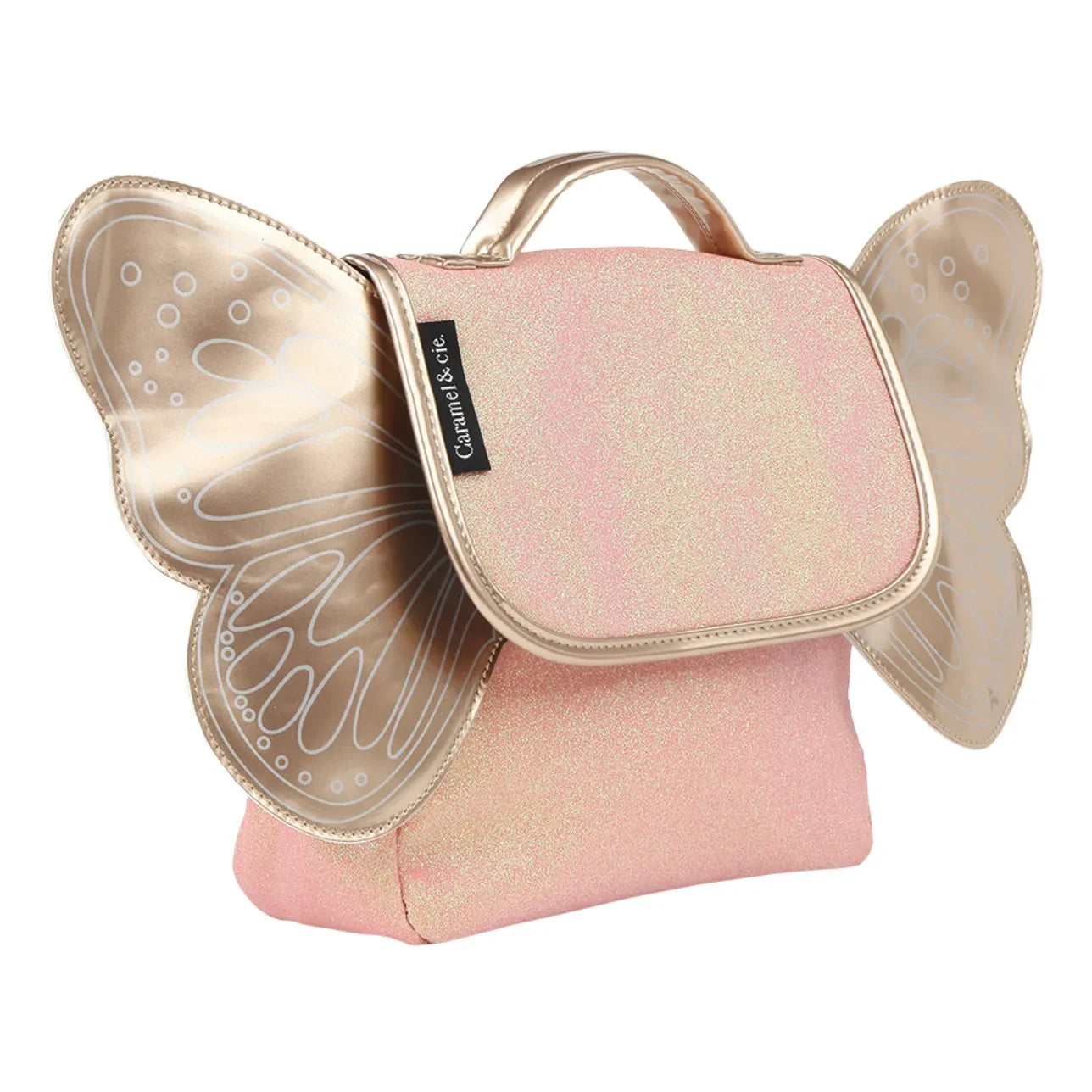 Caramel & Cie - Iridescent Butterfly satchel | Coral