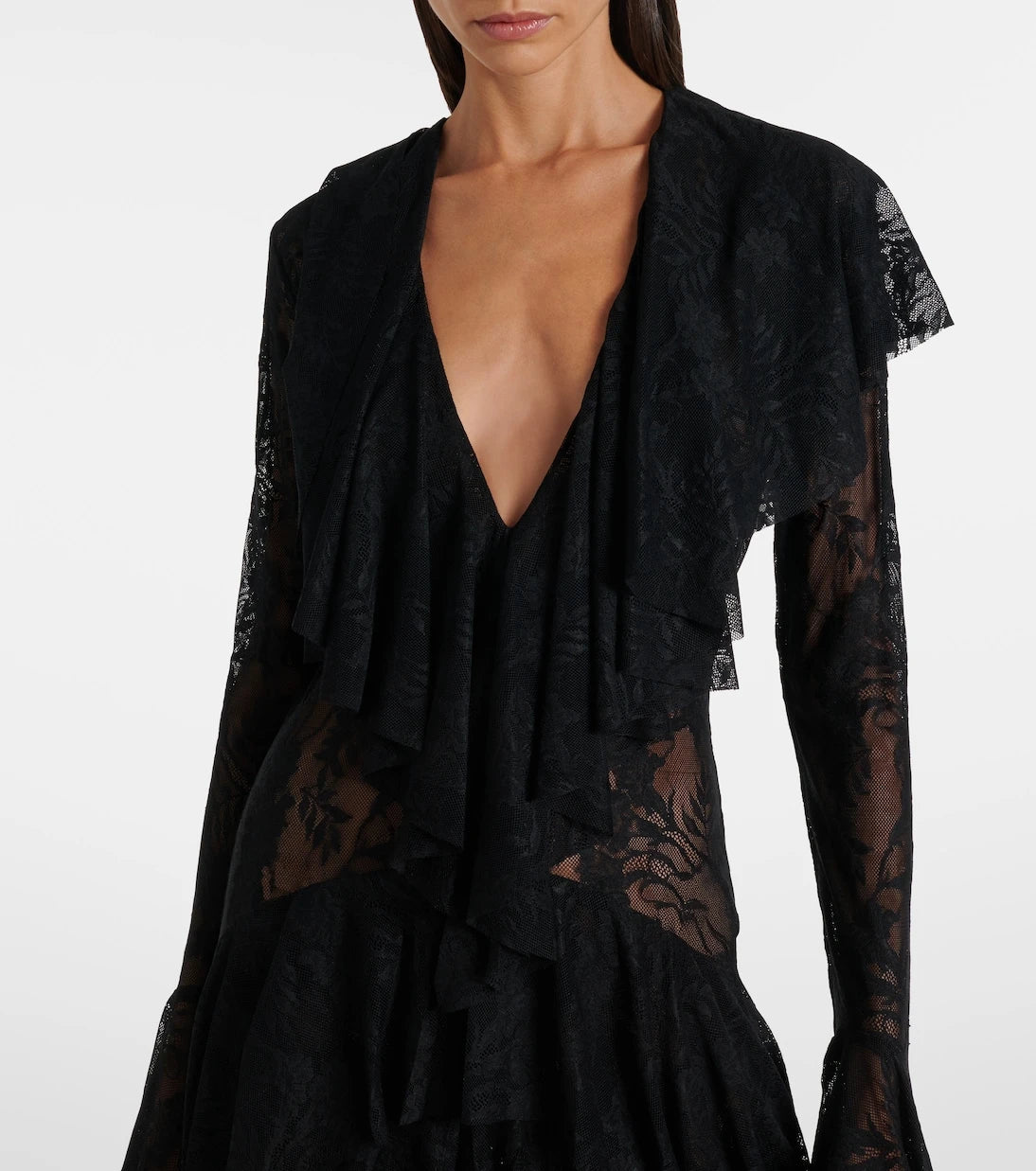 Norma Kamali - Asymmetric ruffled midi dress