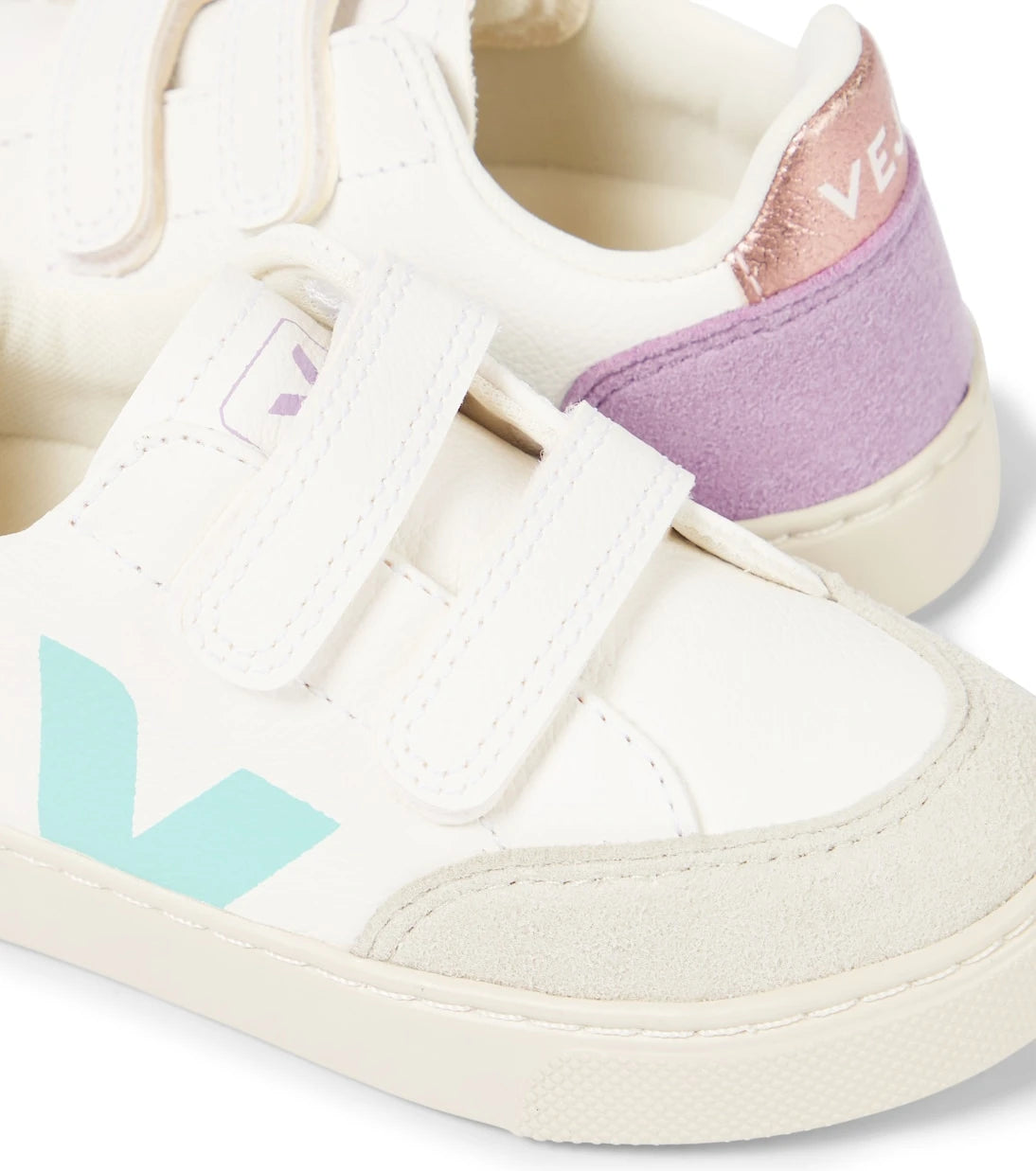 Veja Kids - V-12 suede-trimmed leather sneakers