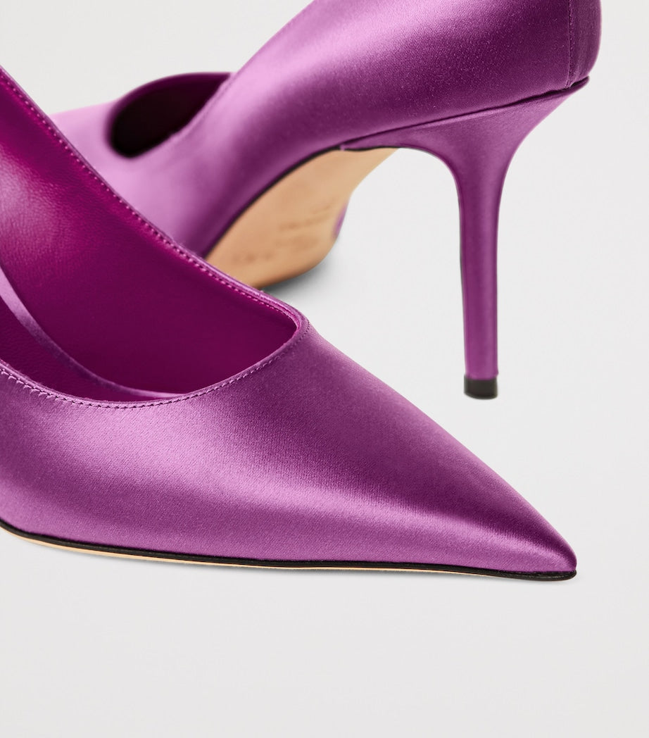 Jimmy Choo Purple Love 85 Satin Pumps