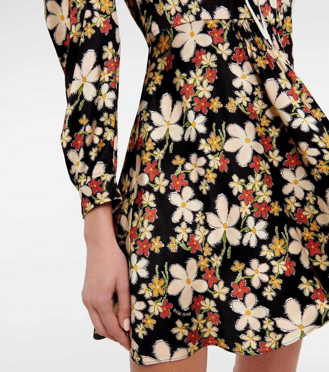 Miu Miu - Floral satin sablé minidress