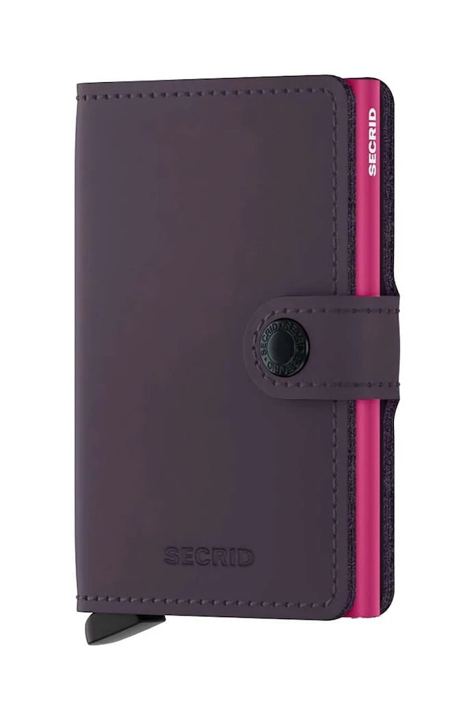 Secrid Miniwallet Matte Dark Purple-Fuchsia Deri Cüzdan