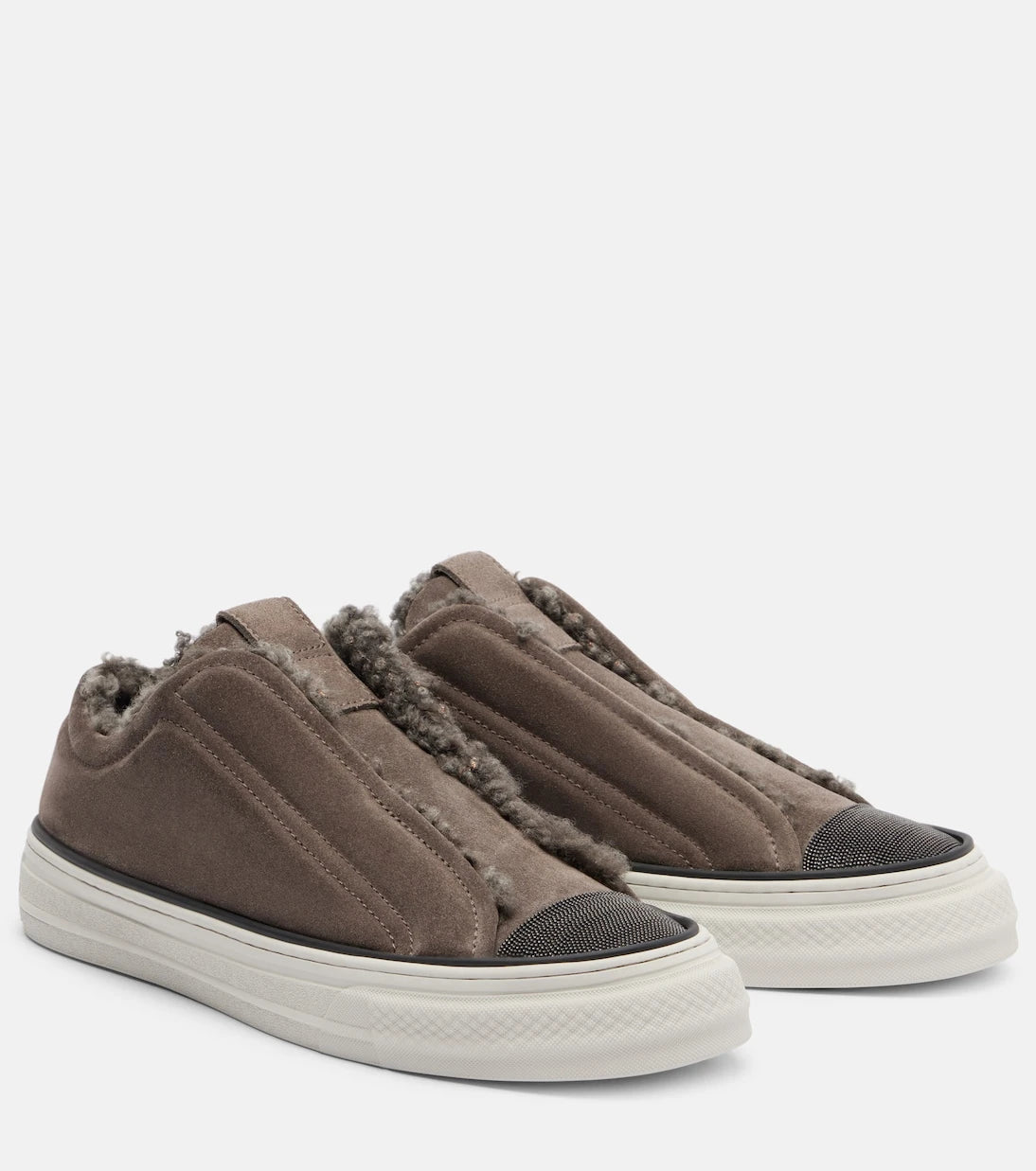 Brunello Cucinelli - Monili suede slip-on shoes