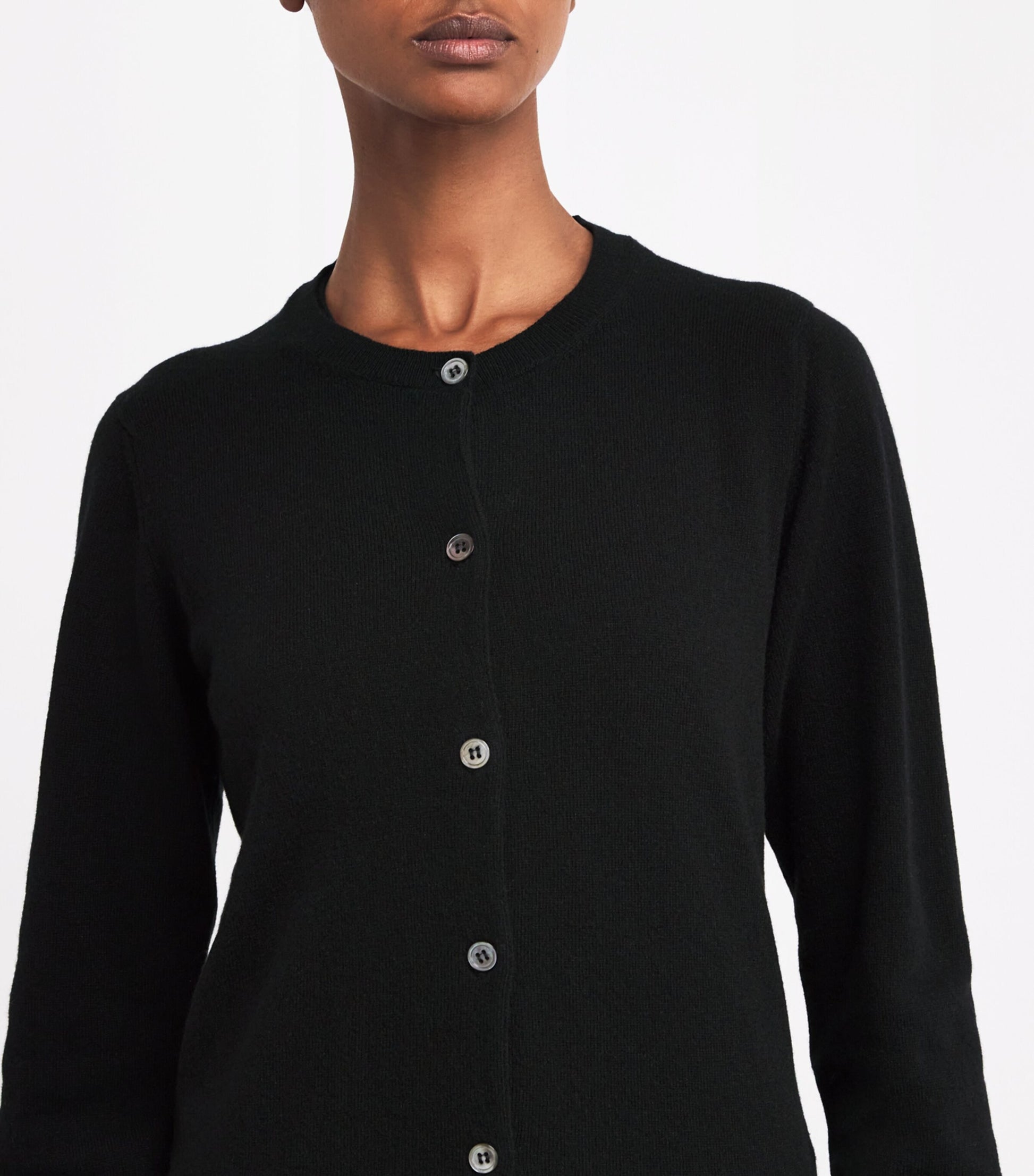 Black Cashmere Crew-Neck Cardigan