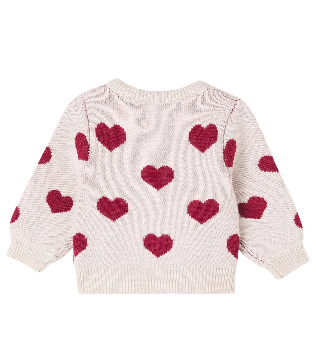 Wheat - Baby Hearts jacquard wool cardigan