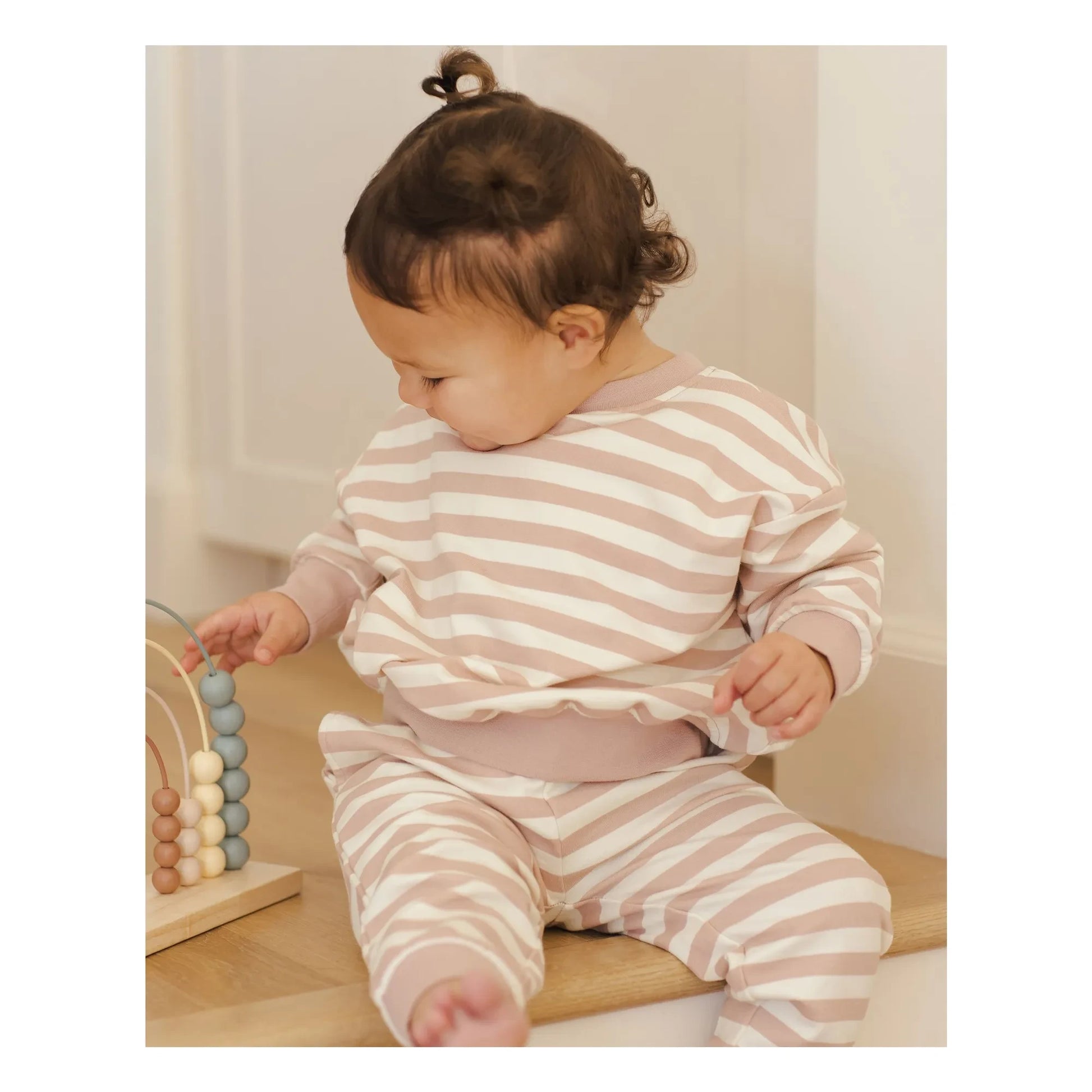 Quincy Mae - Striped Organic Cotton Joggers | Pink