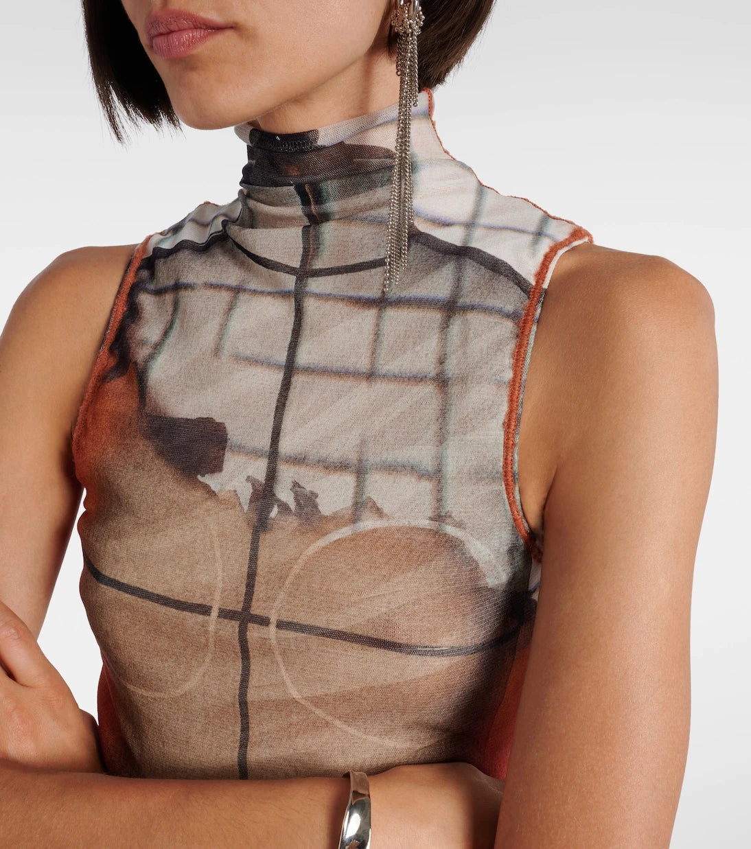 Jean Paul Gaultier - Fire tulle top