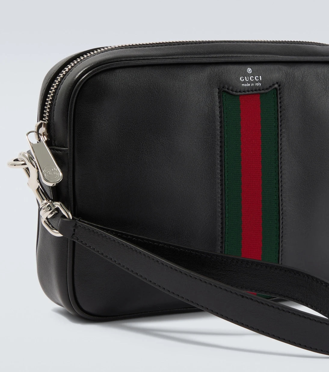 Gucci - Web Trademark Small leather crossbody bag