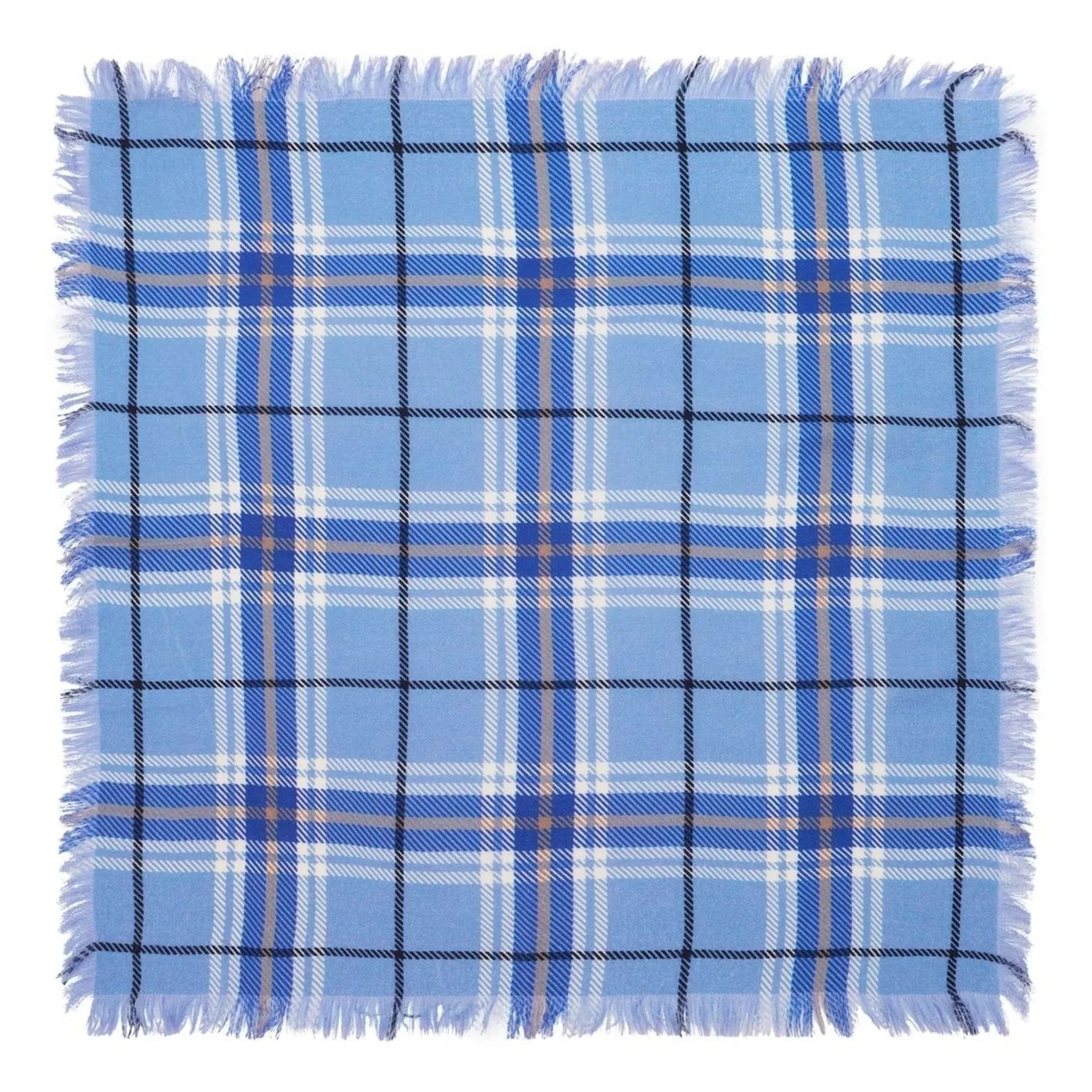Bompard - Mini Carré Tartan Cashmere Scarf | Blue