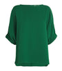 Max Mara Green Crepe Boat-Neck Blouse