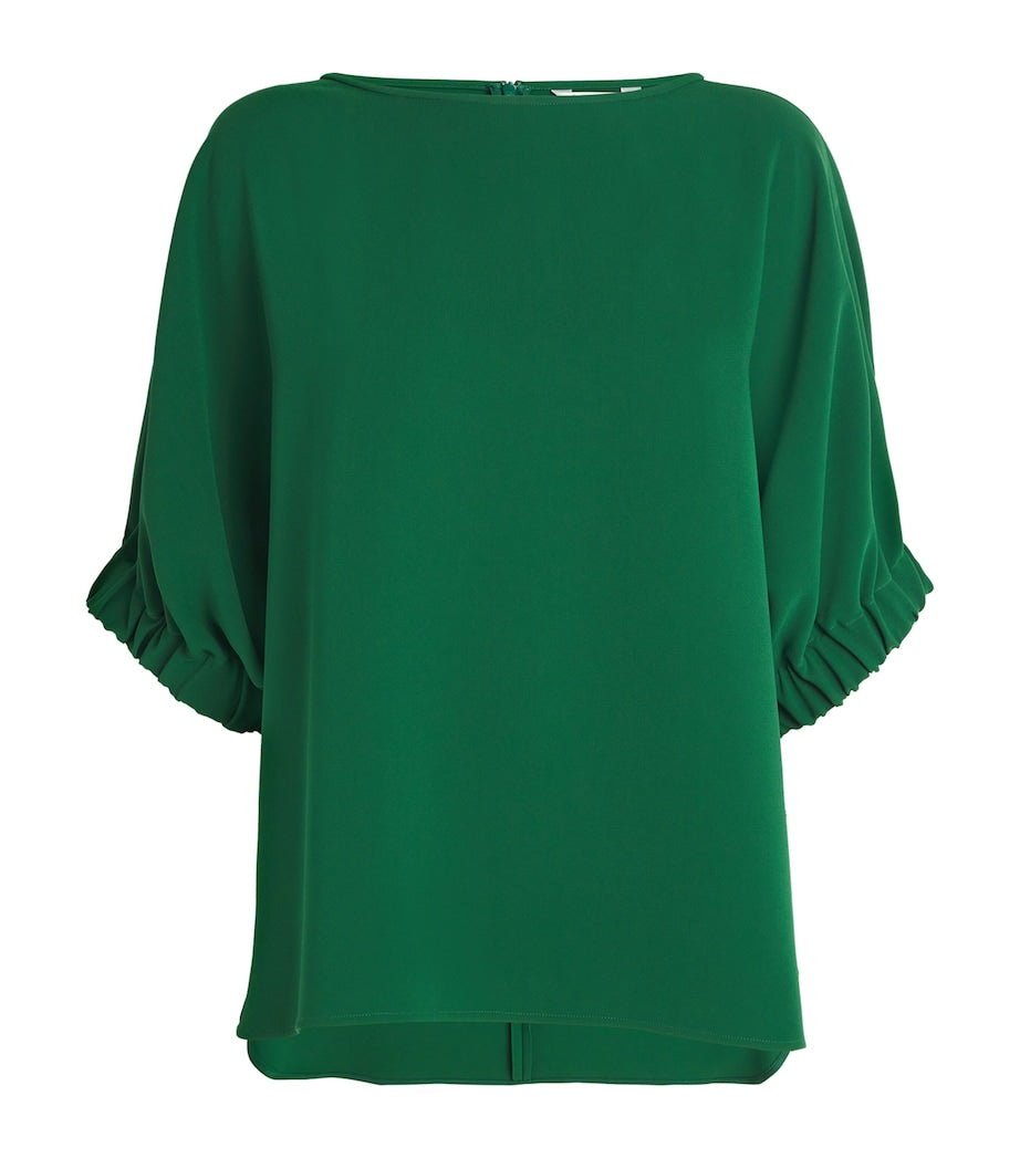 Max Mara Green Crepe Boat-Neck Blouse
