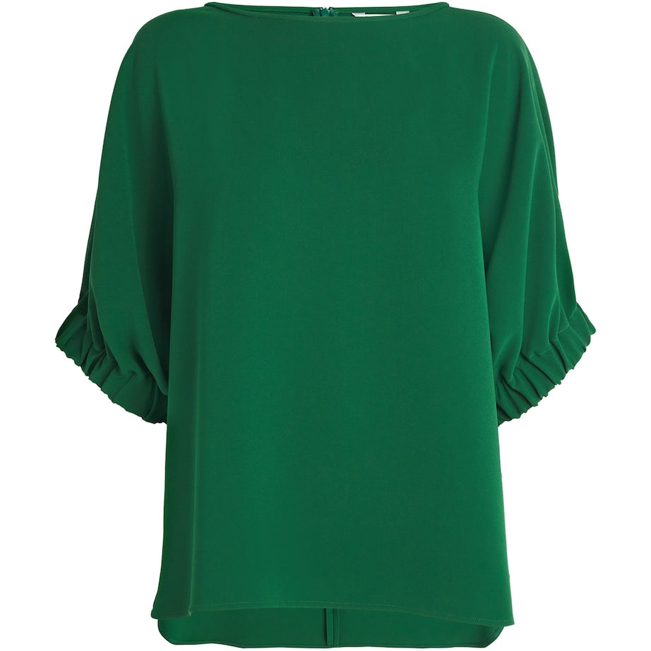 Max Mara Green Crepe Boat-Neck Blouse