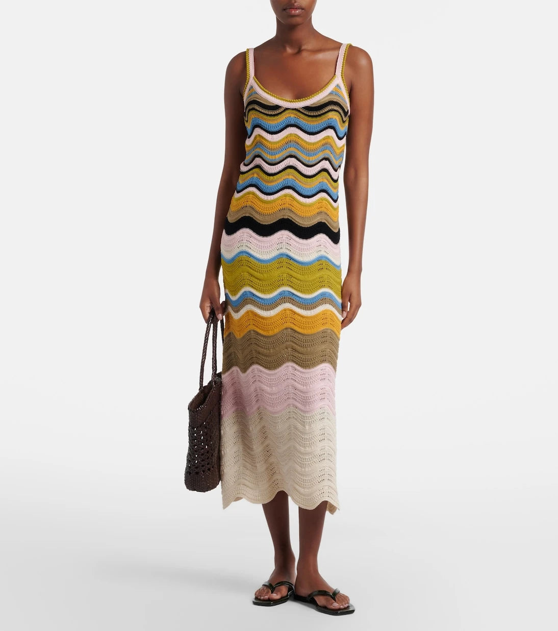 La DoubleJ - Chevron crochet cotton midi dress