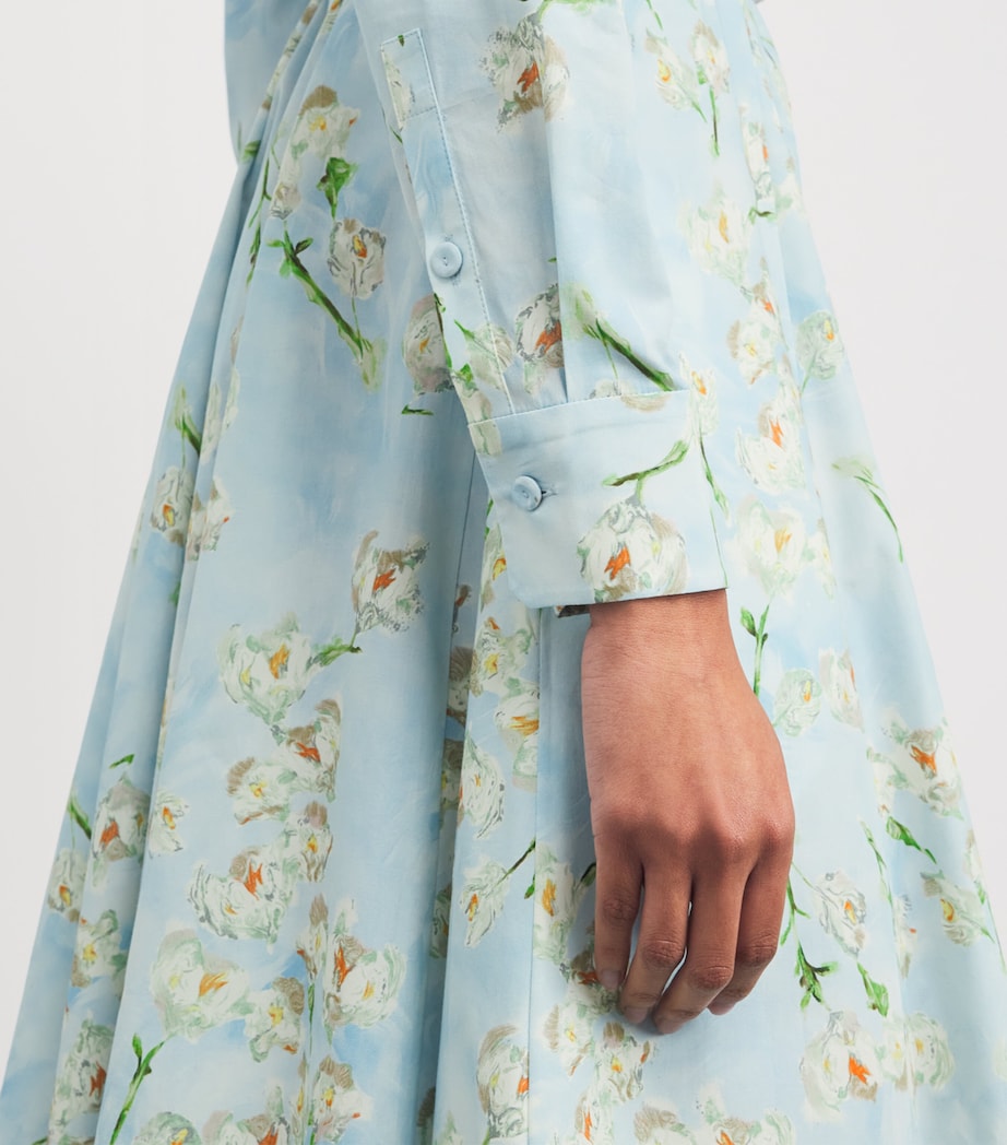 Cotton Floral Emmalyna Midi Dress LITTLE LILLIES BLUE