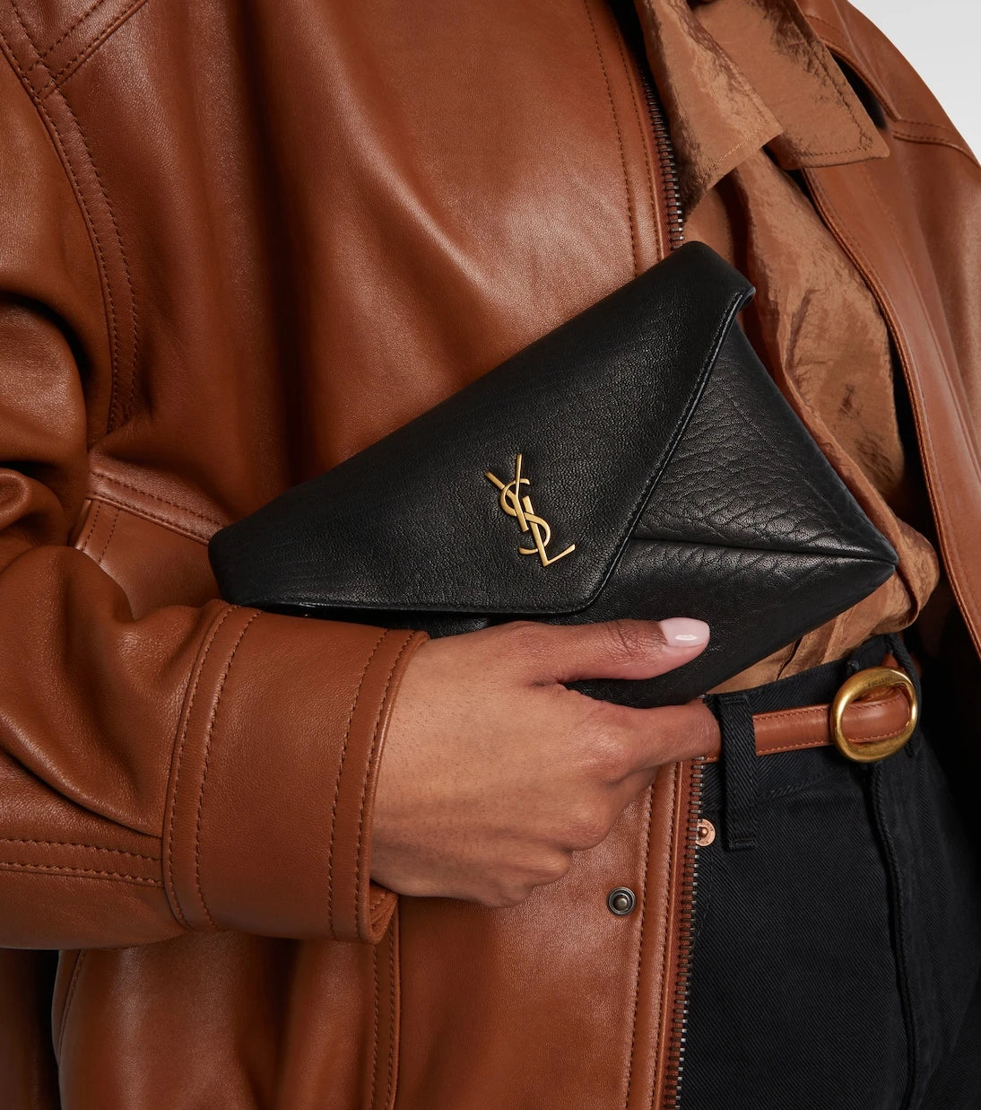 Saint Laurent - Cassandre Small leather clutch