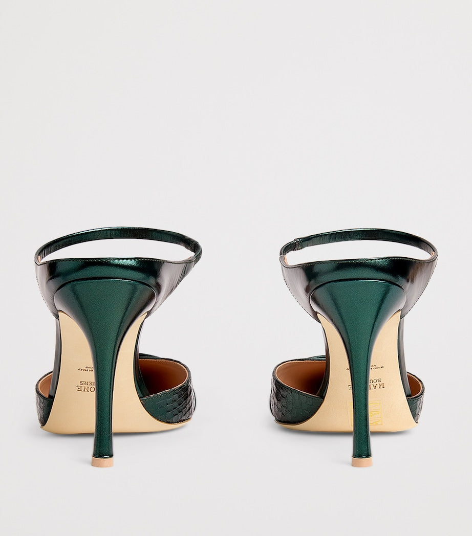 Malone Souliers Green Leather Crocodile-Effect Uma Pumps 90