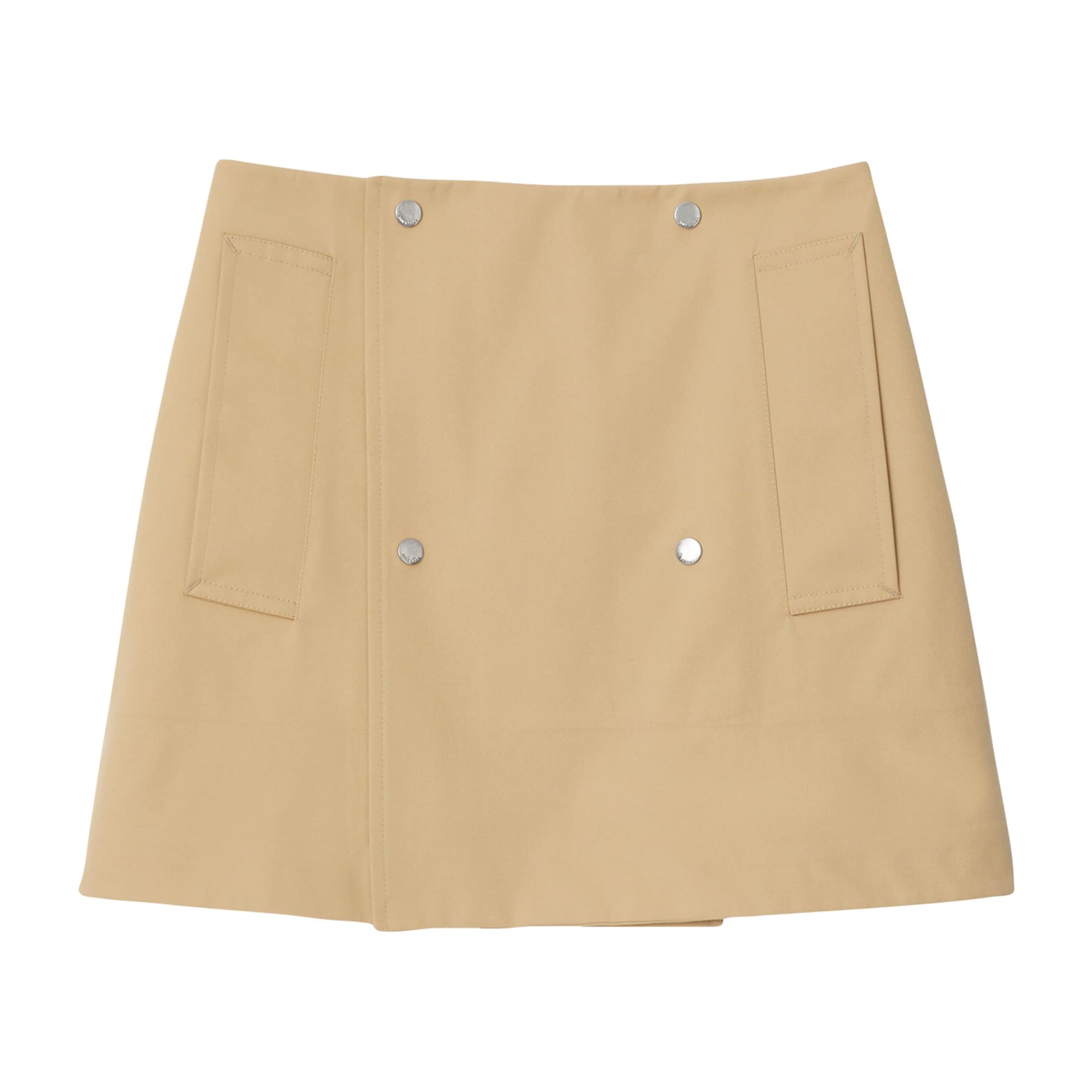 Beige Bonded Gabardine Trench Mini Skirt